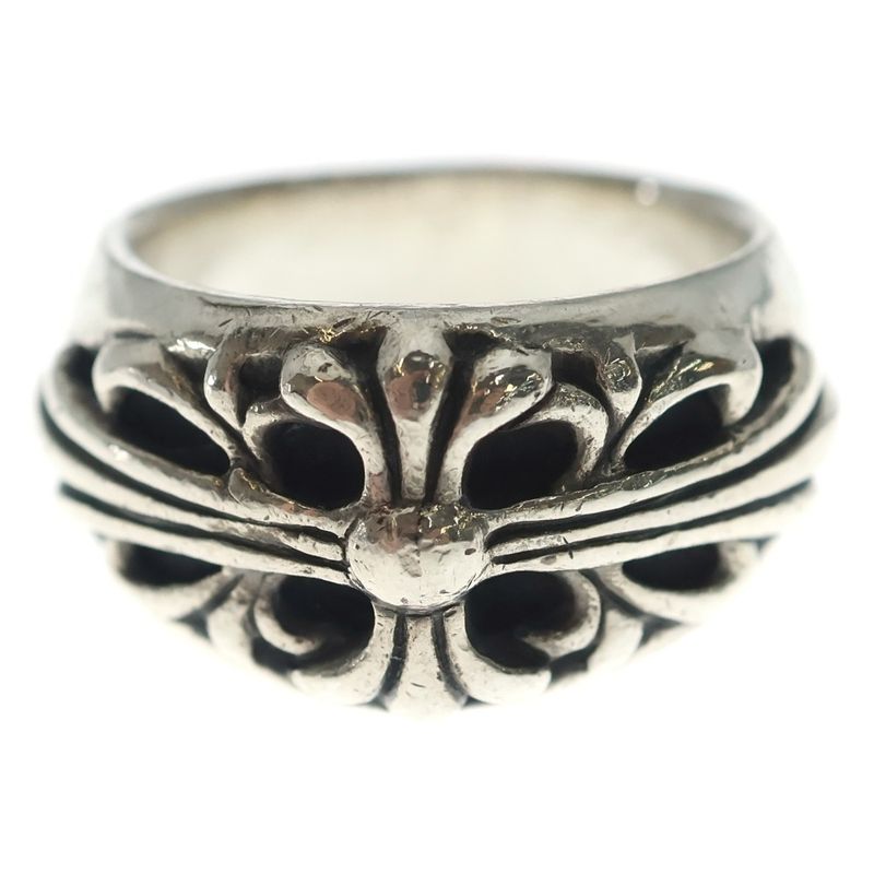 Chrome Hearts Flrl Crs Floral Cross Ring Silver