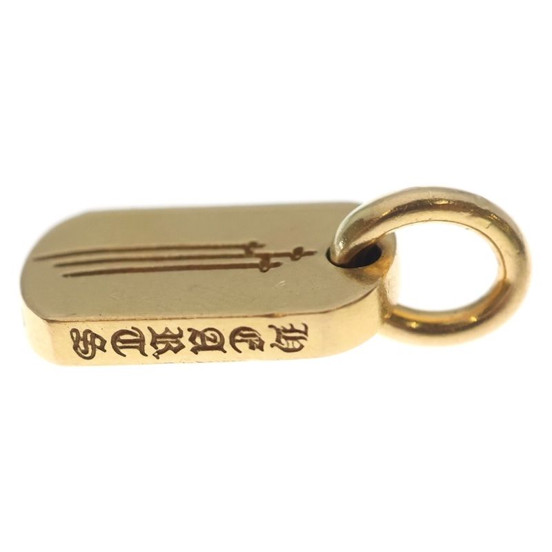 Chrome Hearts 22k DT Tny Rs3 Cross Tiny Dog Tag Pendant Top Gold