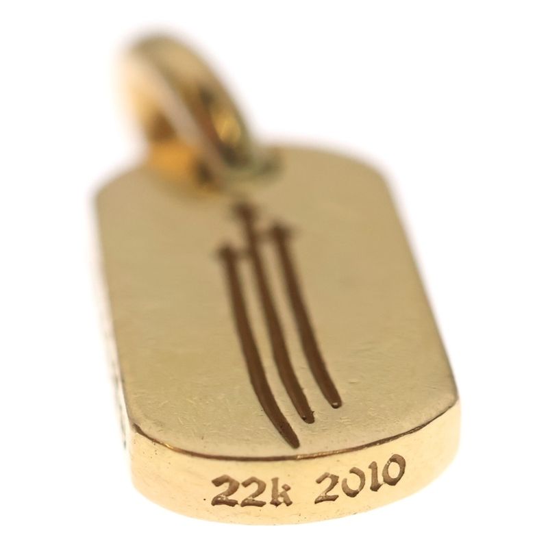 Chrome Hearts 22k DT Tny Rs3 Cross Tiny Dog Tag Pendant Top Gold