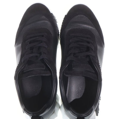 Hermes Bouncing Hlogo Suede Combination Leather Lace Up Sneakers Black