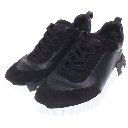 Hermes Bouncing Hlogo Suede Combination Leather Lace Up Sneakers Black