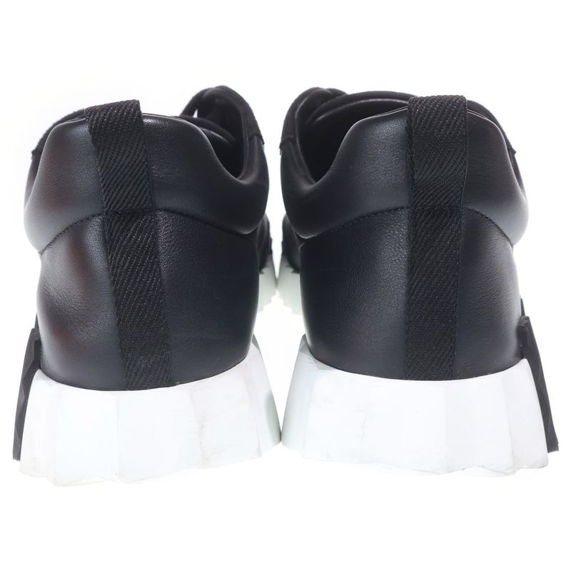 Hermes Bouncing Hlogo Suede Combination Leather Lace Up Sneakers Black