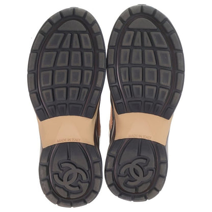 Chanel 24 CC Logo Lace Up Sneakers Brown Orange