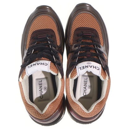 Chanel 24 CC Logo Lace Up Sneakers Brown Orange