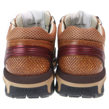 Chanel 24 CC Logo Lace Up Sneakers Brown Orange