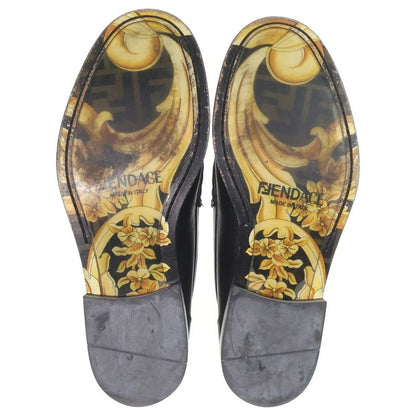 Fendi Fendace Fender Che Fflogo Safety Pin Leather Shoes Loafers Black