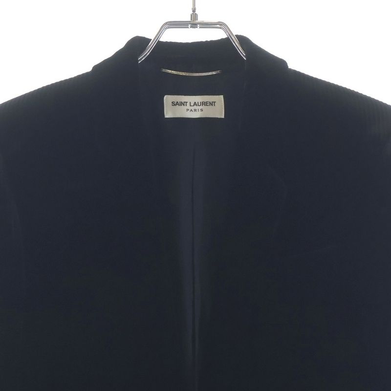 Saint Laurent Paris Italian Velvet Tiered Jacket Black