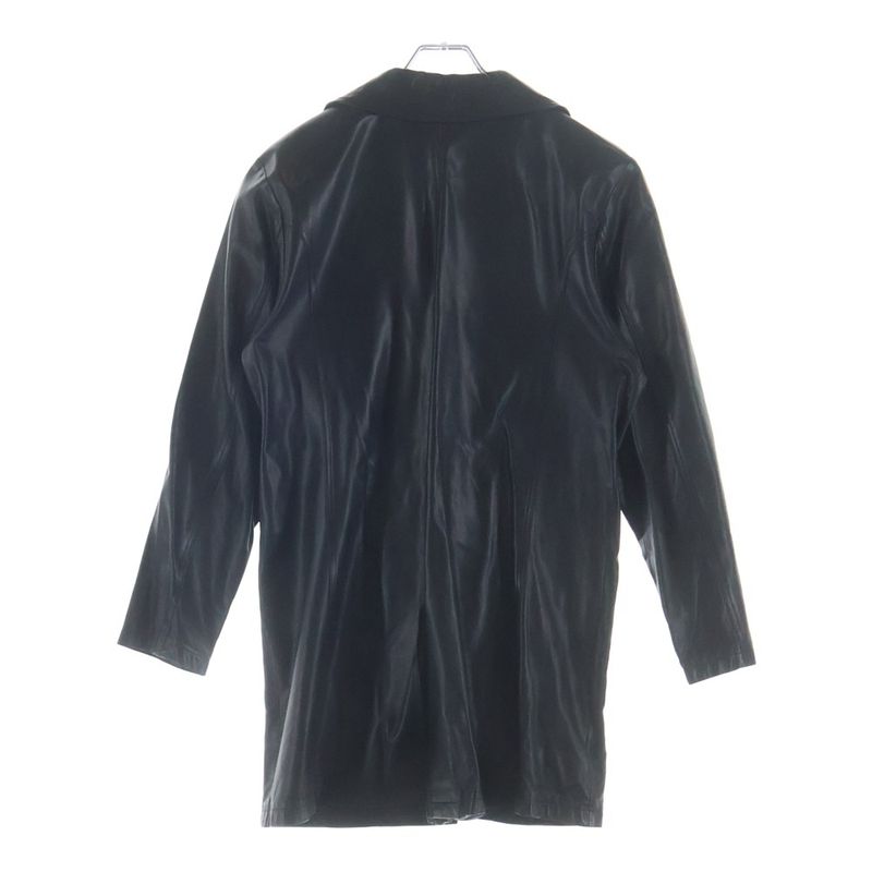 Chrome Hearts 4 Pocket Cross Ball Button Leather Long Coat Black