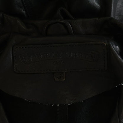 Chrome Hearts 4 Pocket Cross Ball Button Leather Long Coat Black