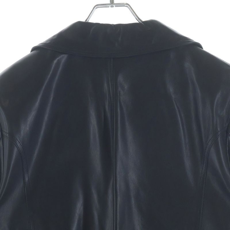 Chrome Hearts 4 Pocket Cross Ball Button Leather Long Coat Black