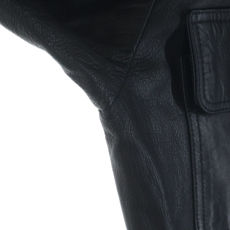 Chrome Hearts 4 Pocket Cross Ball Button Leather Long Coat Black