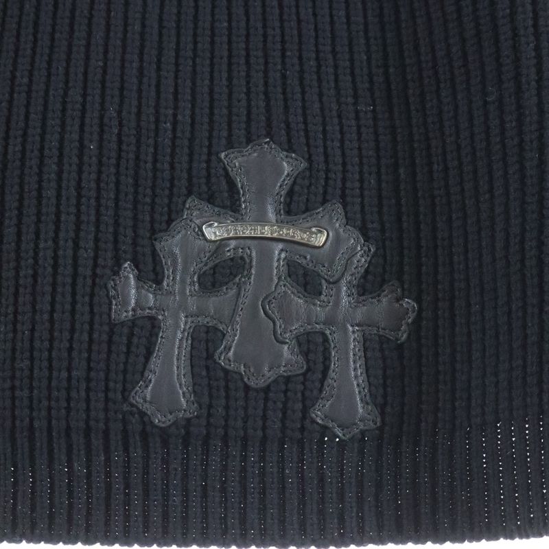Chrome Hearts Not Triple Cross Leather Patch Cashmere Knit Not Cemetery Sweater