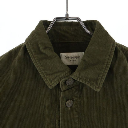 Saint Laurent Paris Cargo Pocket Corduroy Jacket Shirt Moss Green