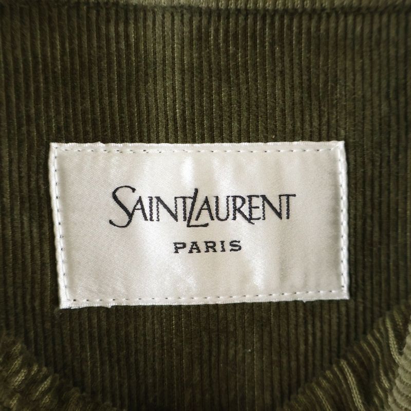 Saint Laurent Paris Cargo Pocket Corduroy Jacket Shirt Moss Green