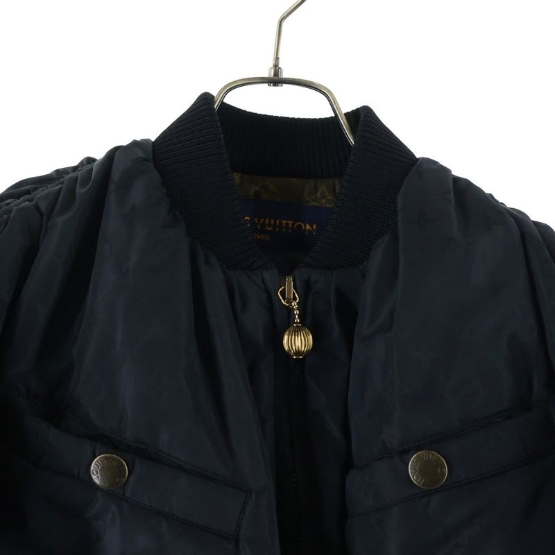 Louis Vuitton Monogram Bishop Sleeve Boma Jacket Silk Blend Short Length Black