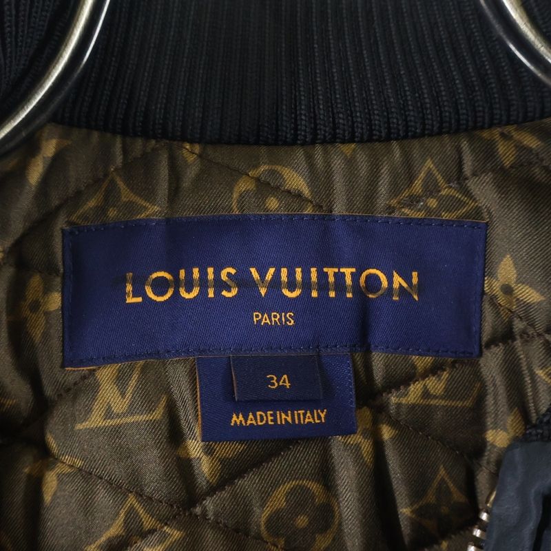 Louis Vuitton Monogram Bishop Sleeve Boma Jacket Silk Blend Short Length Black