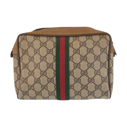 Gucci Vintage Sherry Line Beige GG Supreme Canvas Clutch