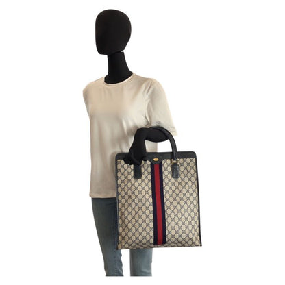 Gucci Vintage Sherry Line Gray GG Supreme Canvas 010 378 Tote