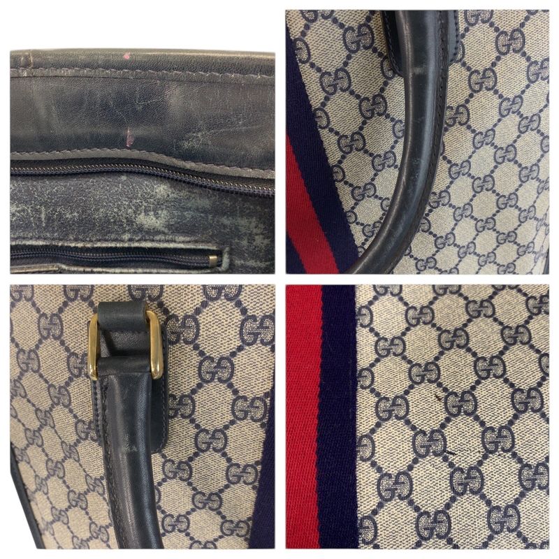 Gucci Vintage Sherry Line Gray GG Supreme Canvas 010 378 Tote