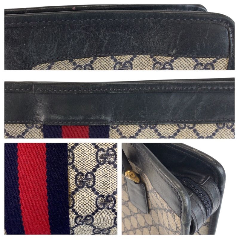 Gucci Vintage Sherry Line Gray GG Supreme Canvas 010 378 Tote