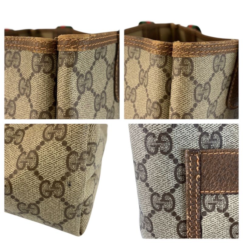 Gucci Vintage Sherry Line GG Supreme Canvas Tote Shoulder Bag
