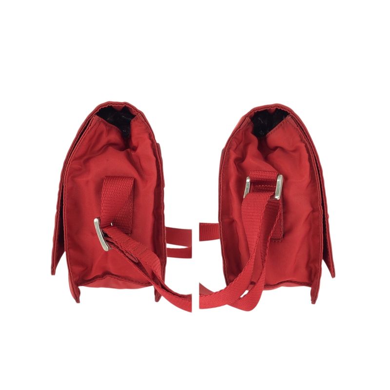 Prada Tessuto Red Silver Nylon Shoulder Bag Pochette