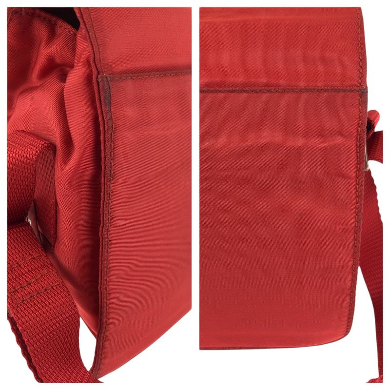 Prada Tessuto Red Silver Nylon Shoulder Bag Pochette