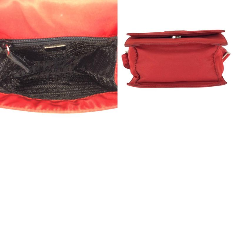 Prada Tessuto Red Silver Nylon Shoulder Bag Pochette