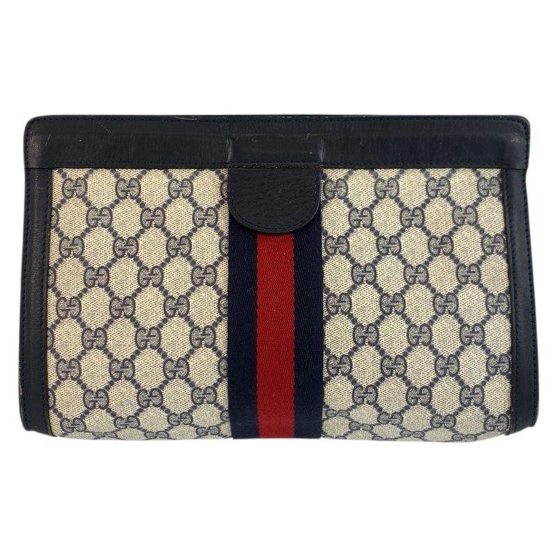 Gucci Vintage Sherry Line Gray GG Supreme Canvas 422 39 012 Clutch