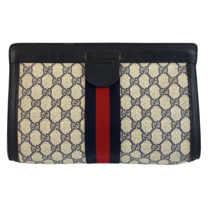 Gucci Vintage Sherry Line Gray GG Supreme Canvas 422 39 012 Clutch