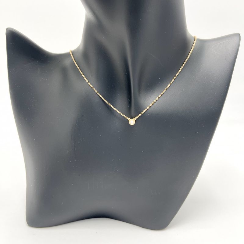Tiffany & Co Necklace by the Yard Single Diamond Pendant 18k YG 18k Yellow Gold