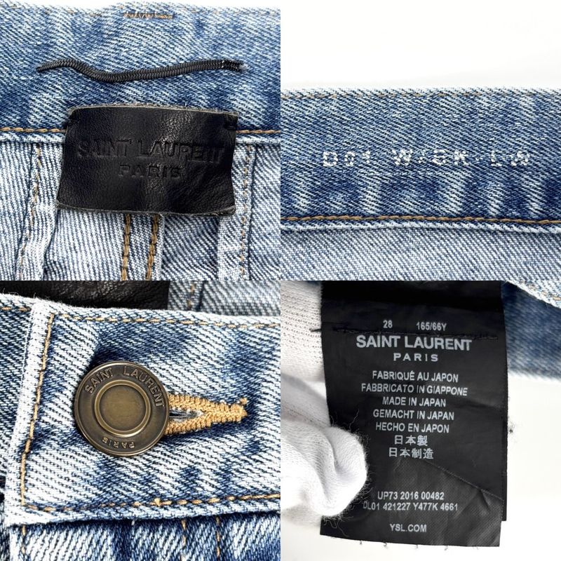 Saint Laurent Paris Denim Pants Skinny Jeans Bottom Distressed Long 28 Light