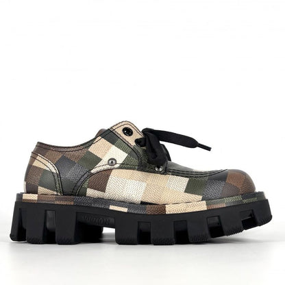 Louis Vuitton Loafers LV Checker Damoflage Shoes LV Combat Boot 25 cm 6 Sizes