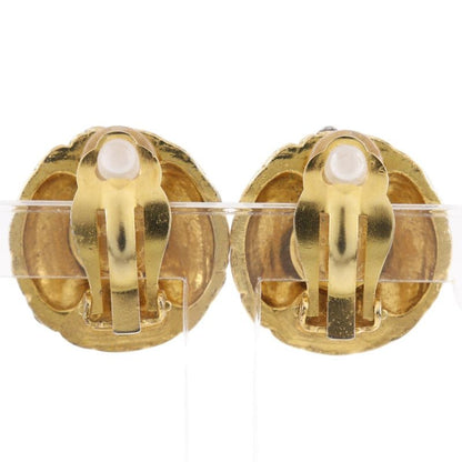 Chanel Quilted Vintage Gold Plated Line Stone Earrings