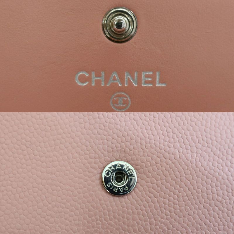 Chanel CC Logo Caviar Leather Pink Wallet