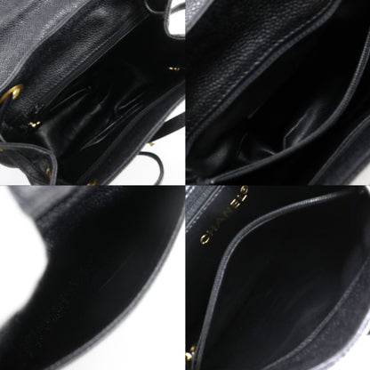 Chanel CC Logo Chain Backpack Caviar Leather Black