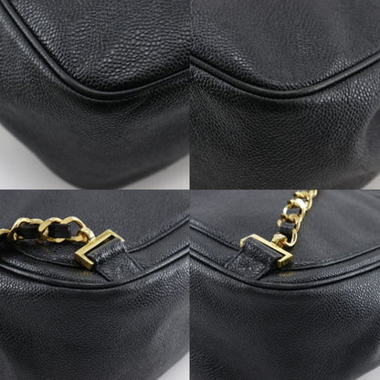 Chanel CC Logo Chain Backpack Caviar Leather Black