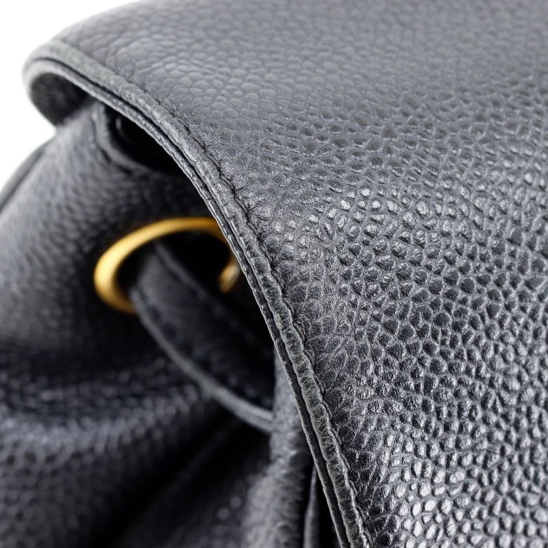 Chanel CC Logo Chain Backpack Caviar Leather Black