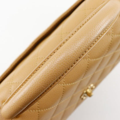 Chanel Top Handle Bag Quilted Caviar Leather Beige Handbag