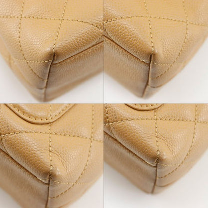 Chanel Top Handle Bag Quilted Caviar Leather Beige Handbag
