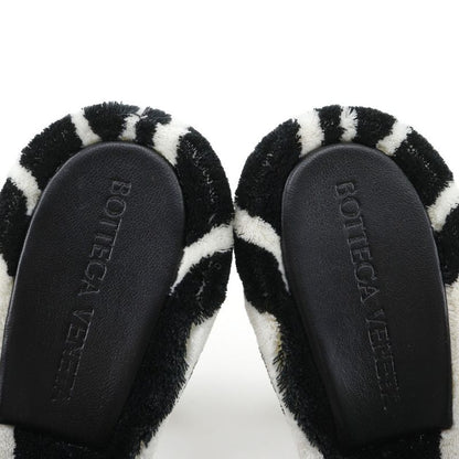 Bottega Veneta Pose Zebra Pattern Faux Fur Rubber Black White Mules