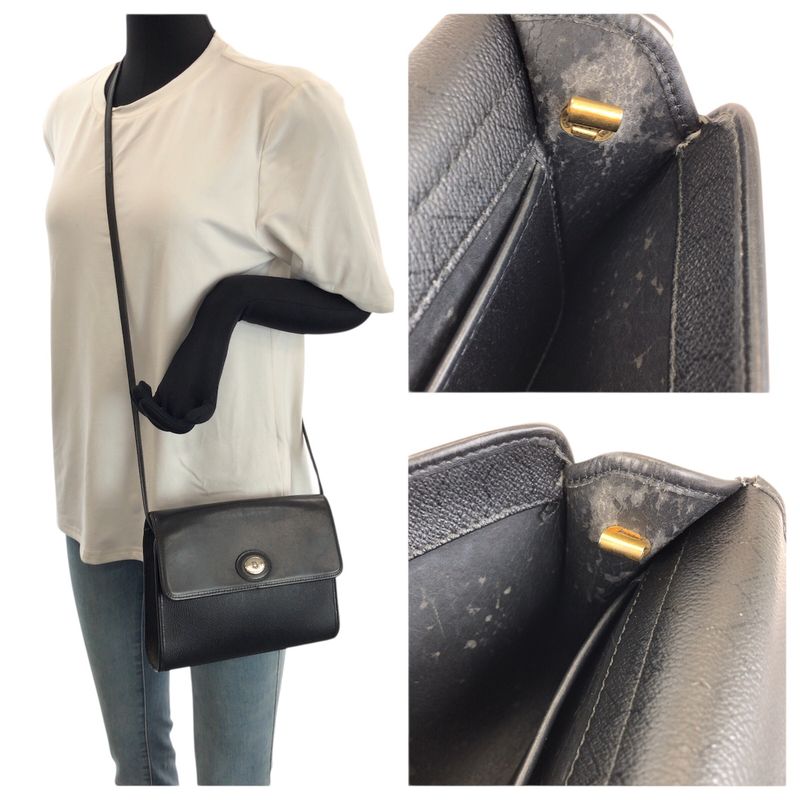 Dior Vintage Black Silver Leather Shoulder Bag