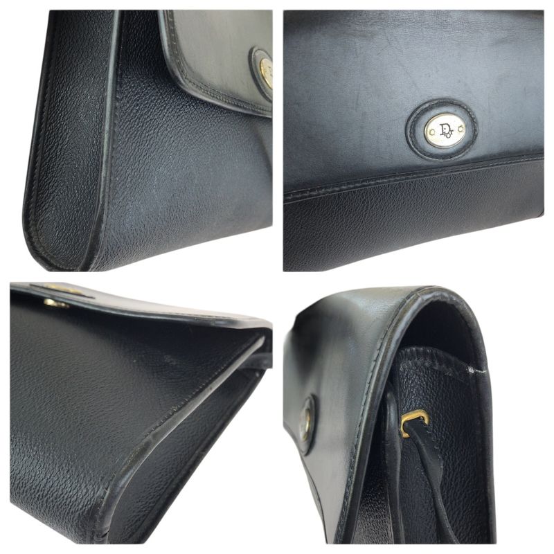 Dior Vintage Black Silver Leather Shoulder Bag
