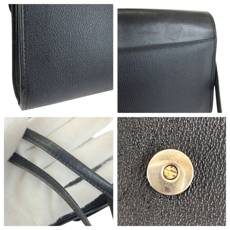 Dior Vintage Black Silver Leather Shoulder Bag
