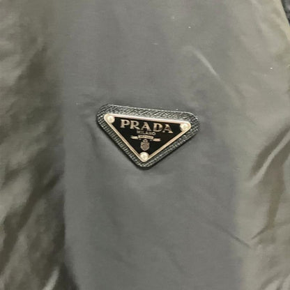 Prada Re-Nylon Jacket Knit Contrast Triangle Plate 50 Black