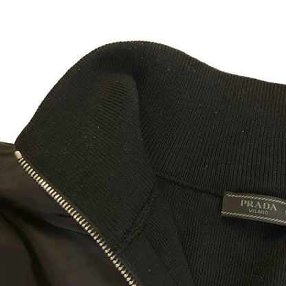 Prada Re-Nylon Jacket Knit Contrast Triangle Plate 50 Black