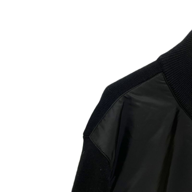 Prada Re-Nylon Jacket Knit Contrast Triangle Plate 50 Black