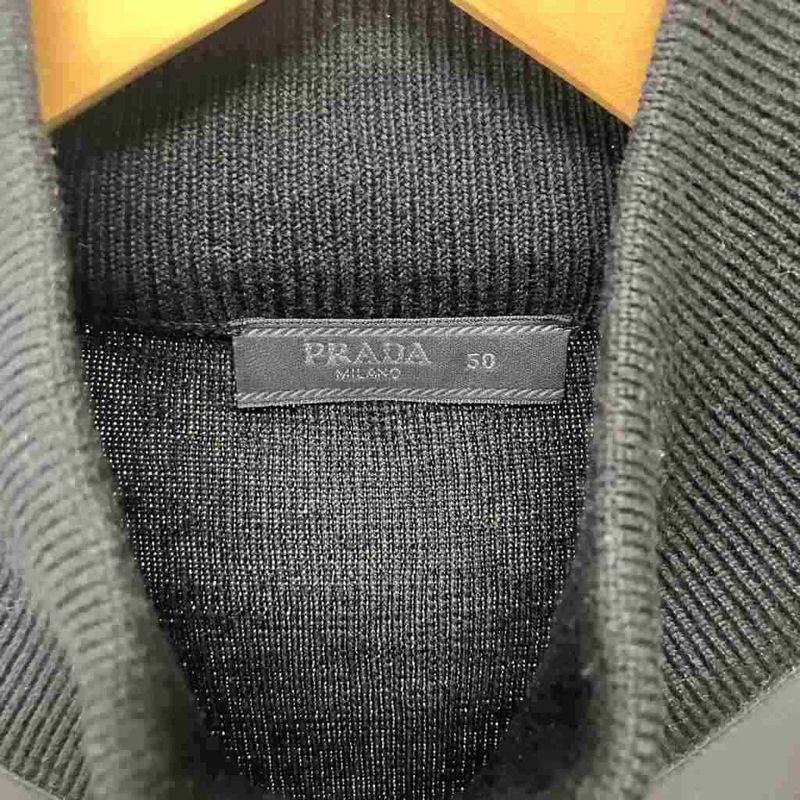 Prada Re-Nylon Jacket Knit Contrast Triangle Plate 50 Black