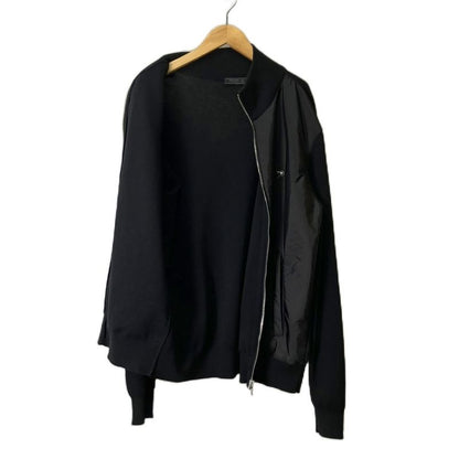 Prada Re-Nylon Jacket Knit Contrast Triangle Plate 50 Black
