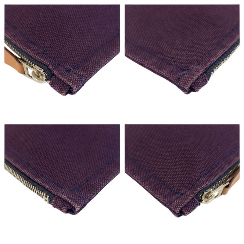 Hermes Yachting Trousse Flat GM Purple Silver Cotton Clutch Pouch